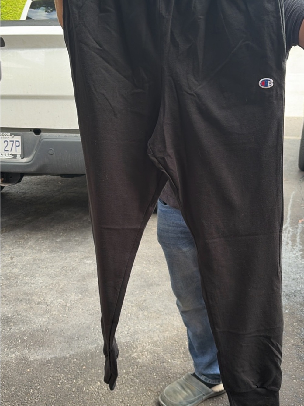 Champion mens Black Jogger Sweatpants with Logo size large
